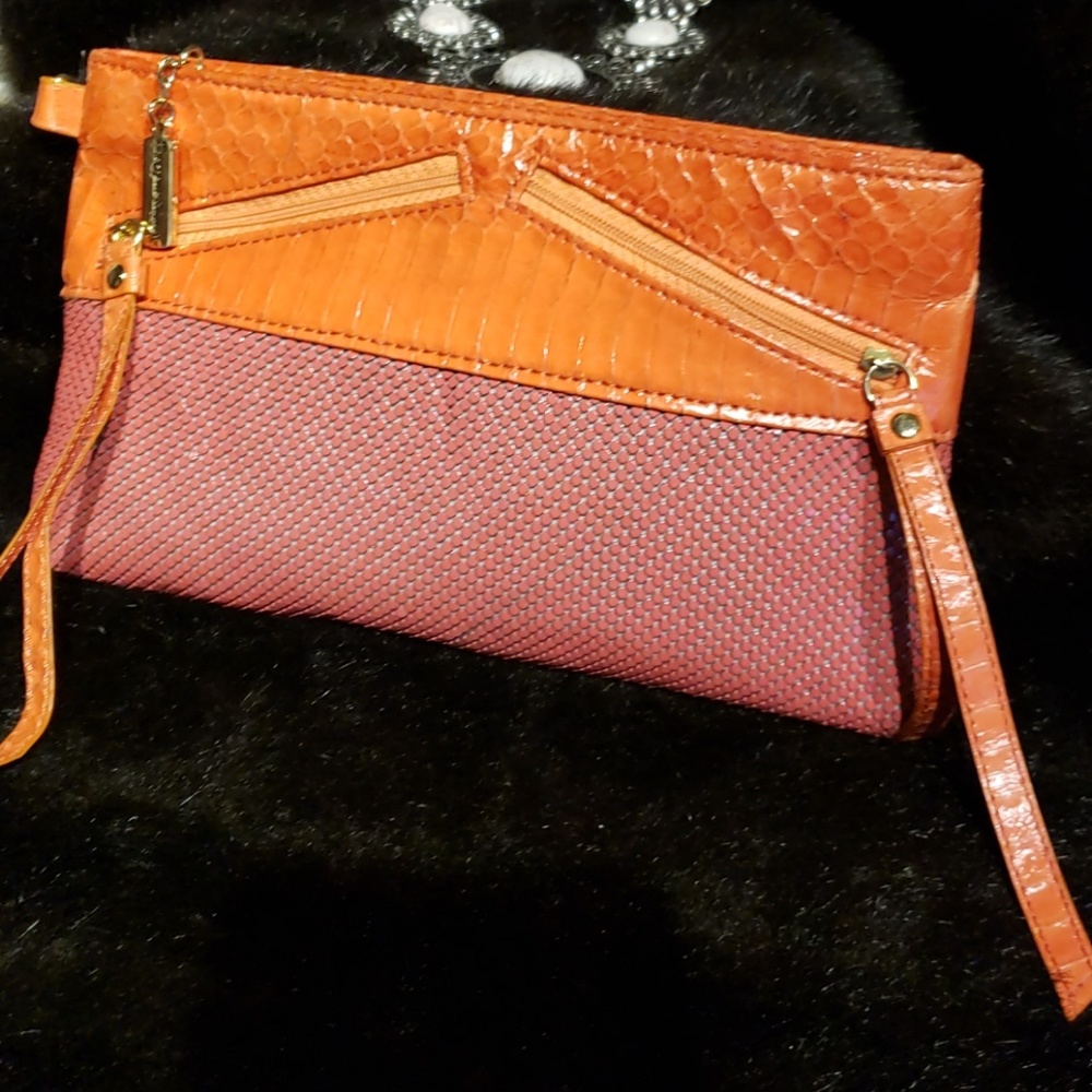 Whiting & Davis  Mesh & Snakeskin Clutch Bag